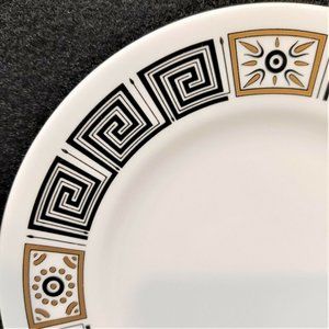 Vintage Wedgwood Dinner Plates (Set of 4) - Black and Gold Greek Key Motif